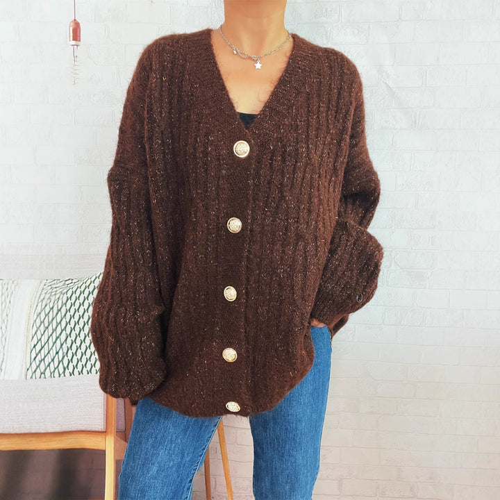 Damen Strickjacke mit luxuriöser Struktur und eleganten Knopfdetails Drune
