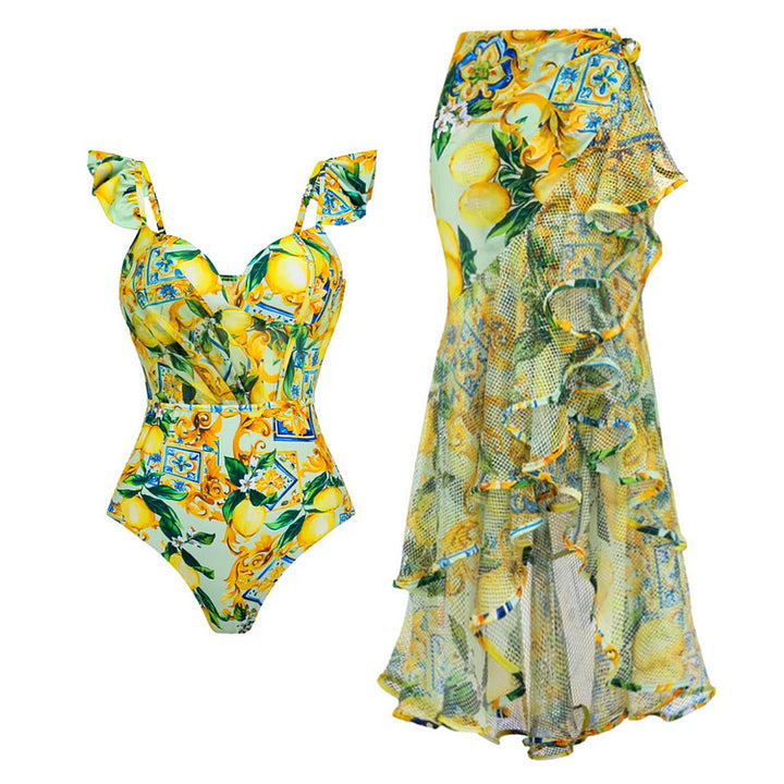Damen Einteiler-Badeanzug mit floralem Mustermix und raffinierten Cut-Outs Drune