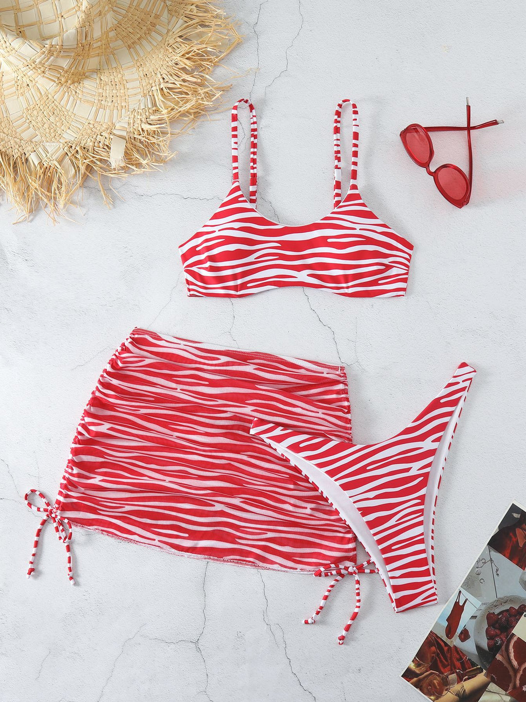 Damen Bikini Set mit verspieltem Rock Drune