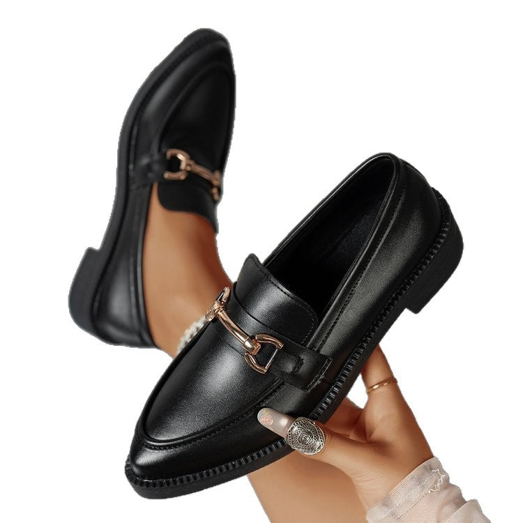 Damen  Lacklederoptik Loafer mit dekorativem Metall-Bit und profilierter Gummisohle Drune