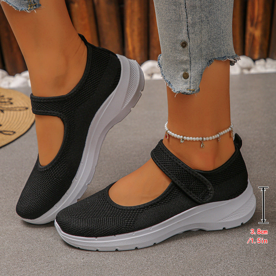 Damen Sportliche Slip-On Sneakers mit atmungsaktivem Mesh-Obermaterial und elastischen Riemen Drune