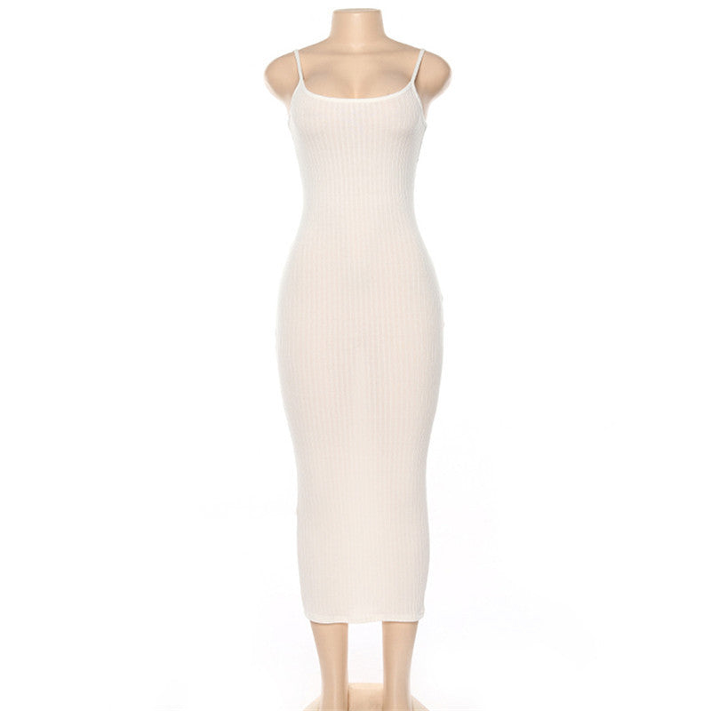 Damen Figurbetontes Maxikleid mit Spaghettiträgern und feinem Stretch Drune