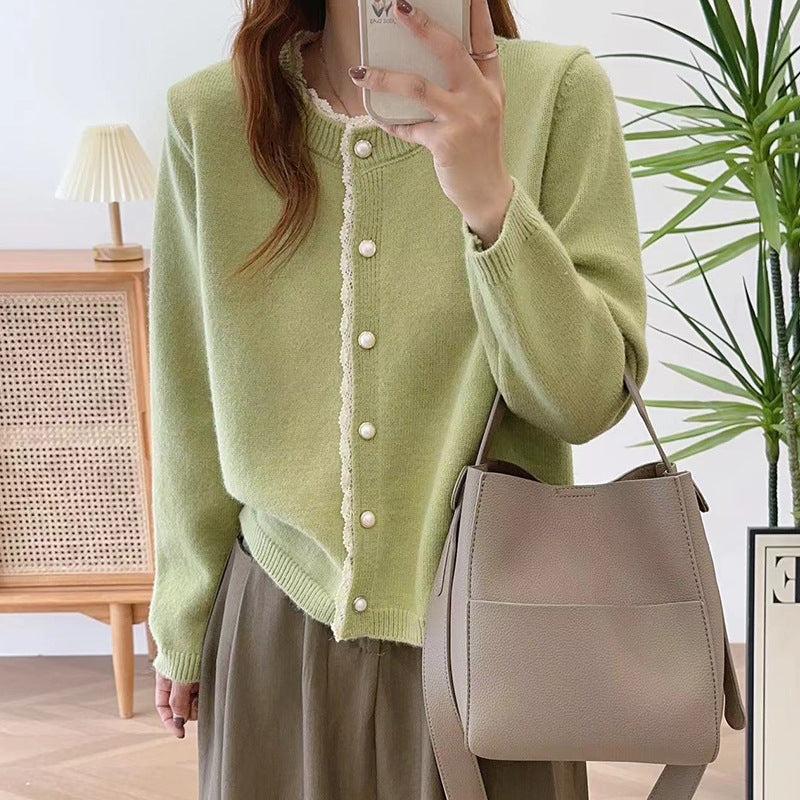 Damen feiner Strickcardigan mit dekorativem Knopfverschluss und sanften Rippstrukturen Drune