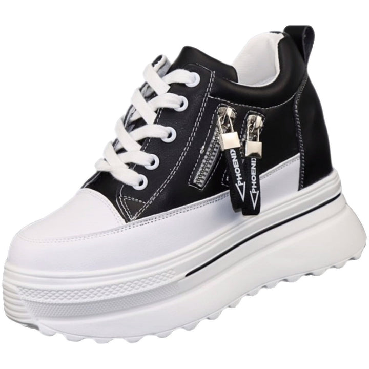 Damen Sportliche Sneaker mit Plateau und Reißverschluss Drune