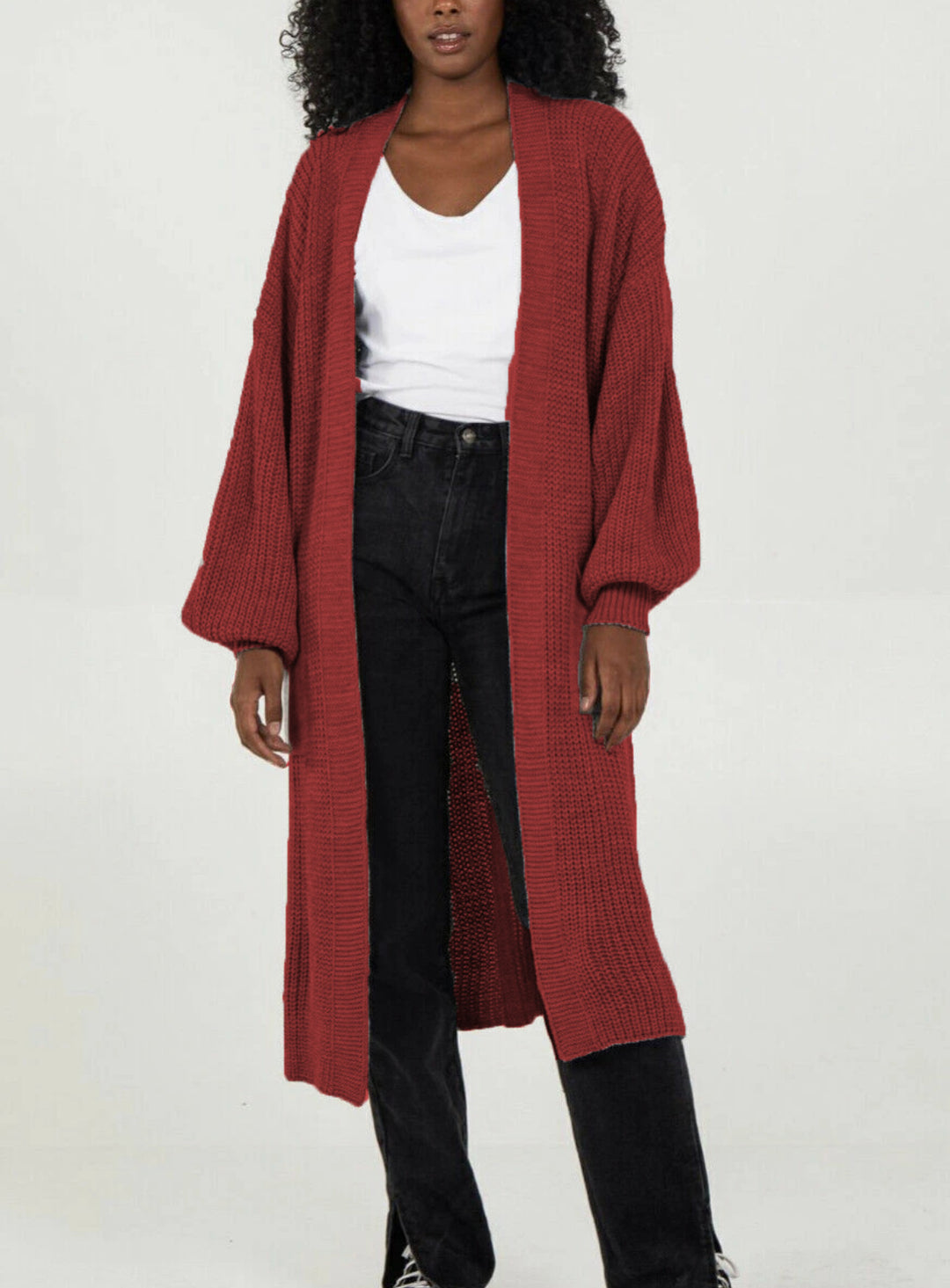 Damen Großer Strickcardigan mit voluminösen Ärmeln und offener Front Drune