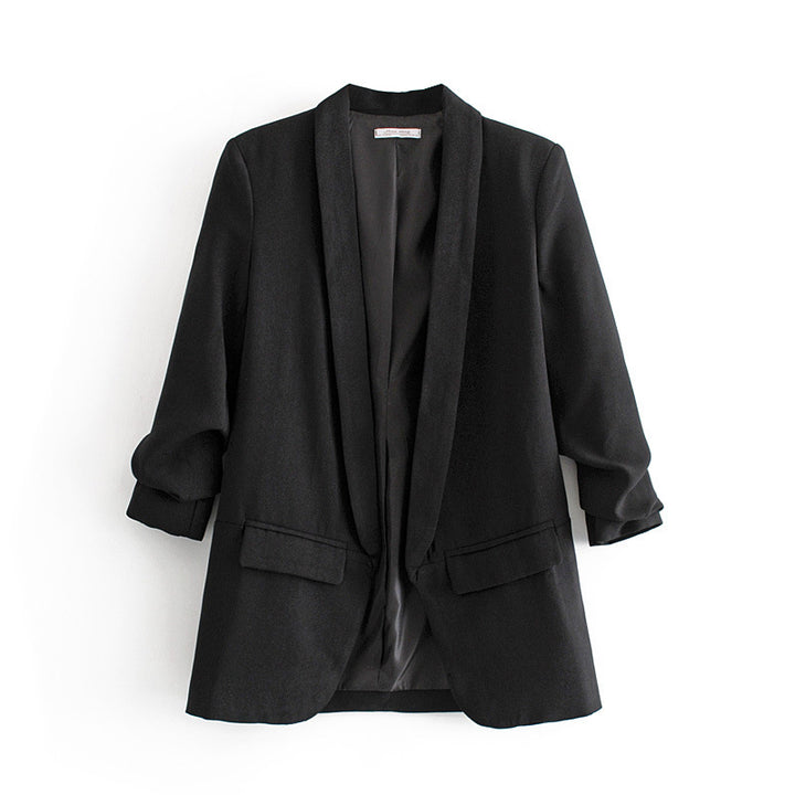 Damen eleganter Blazer mit gekrempelten Ärmeln und praktischen Taschen Drune