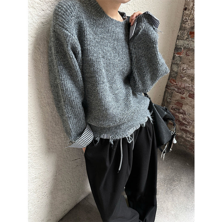 Damen lässiger Pullover mit modischem Fransen-Design und komfortabler Passform Drune