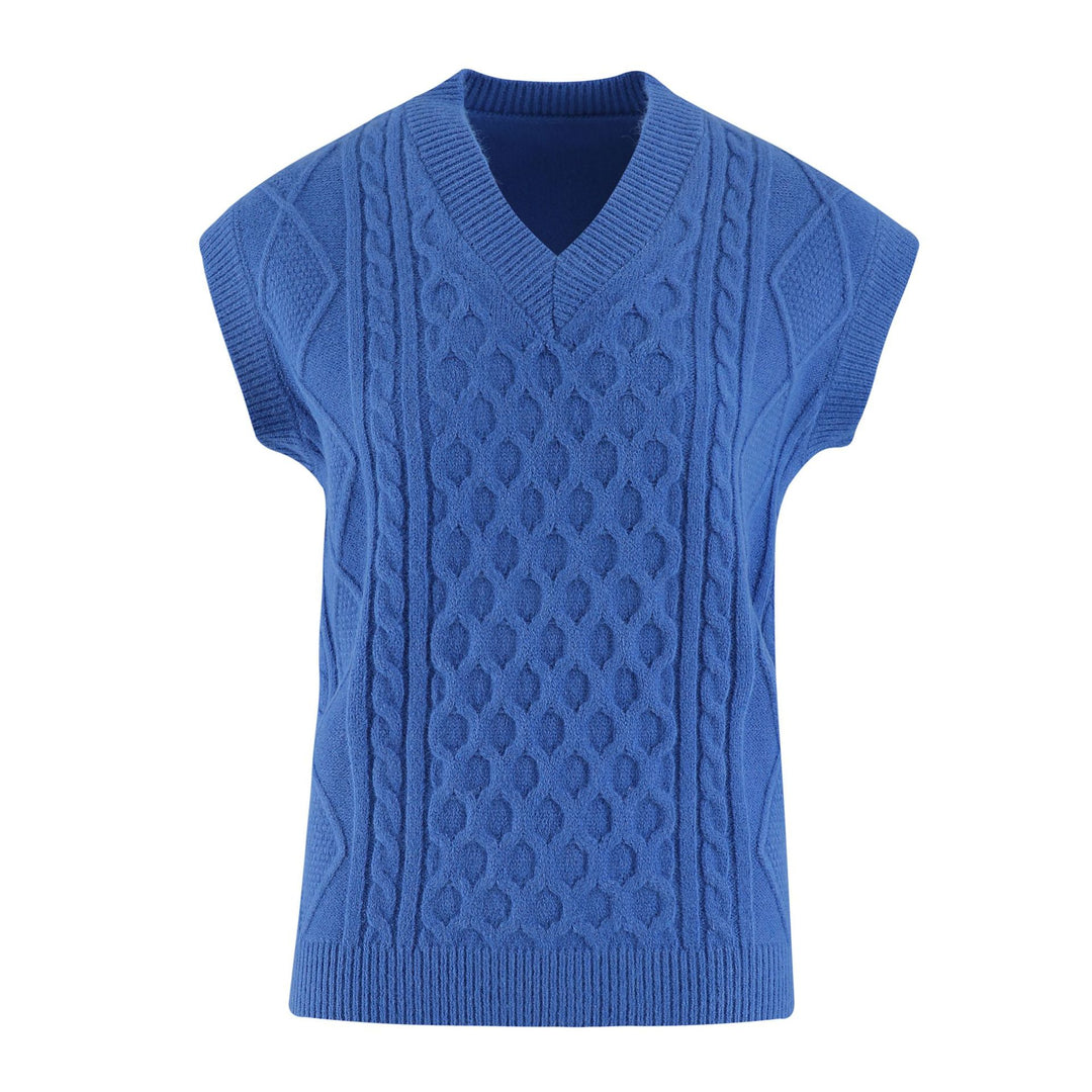 Damen Strickweste mit V-Ausschnitt und Kabelmuster Drune