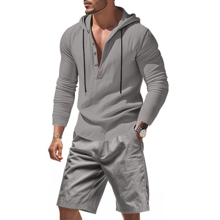 Herren lässiges Kapuzenshirt mit kurzer Hose im entspannten Stil Drune