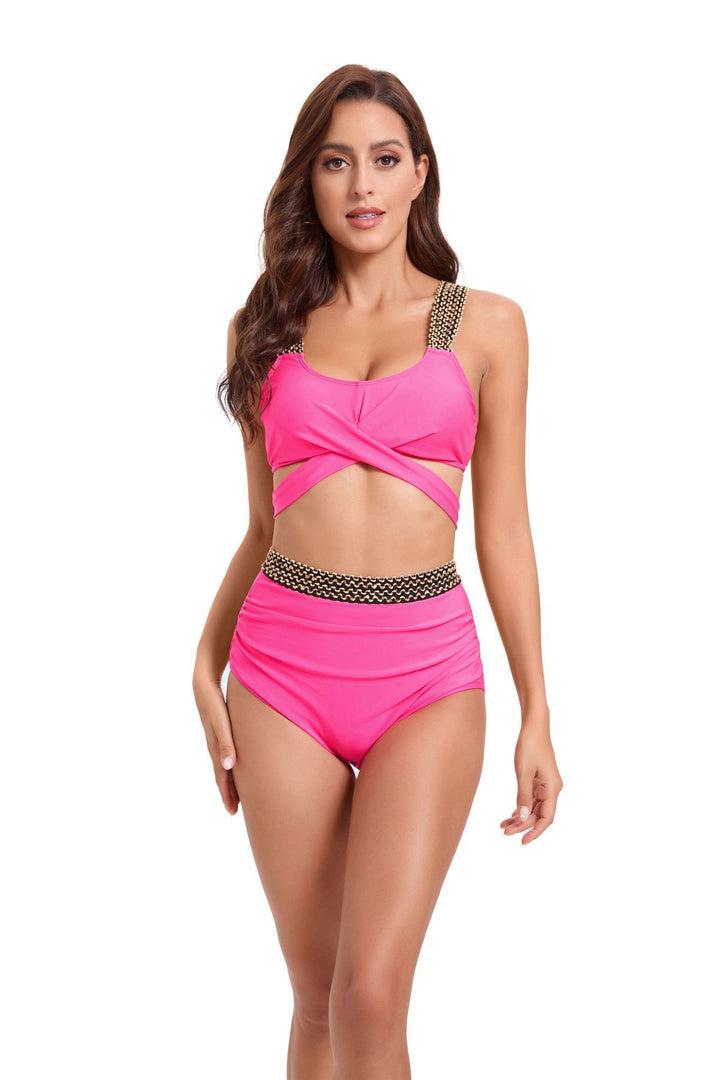 Damen Sportliches Bikini-Set mit raffiniertem Wickeldesign und verstellbaren Trägern Drune