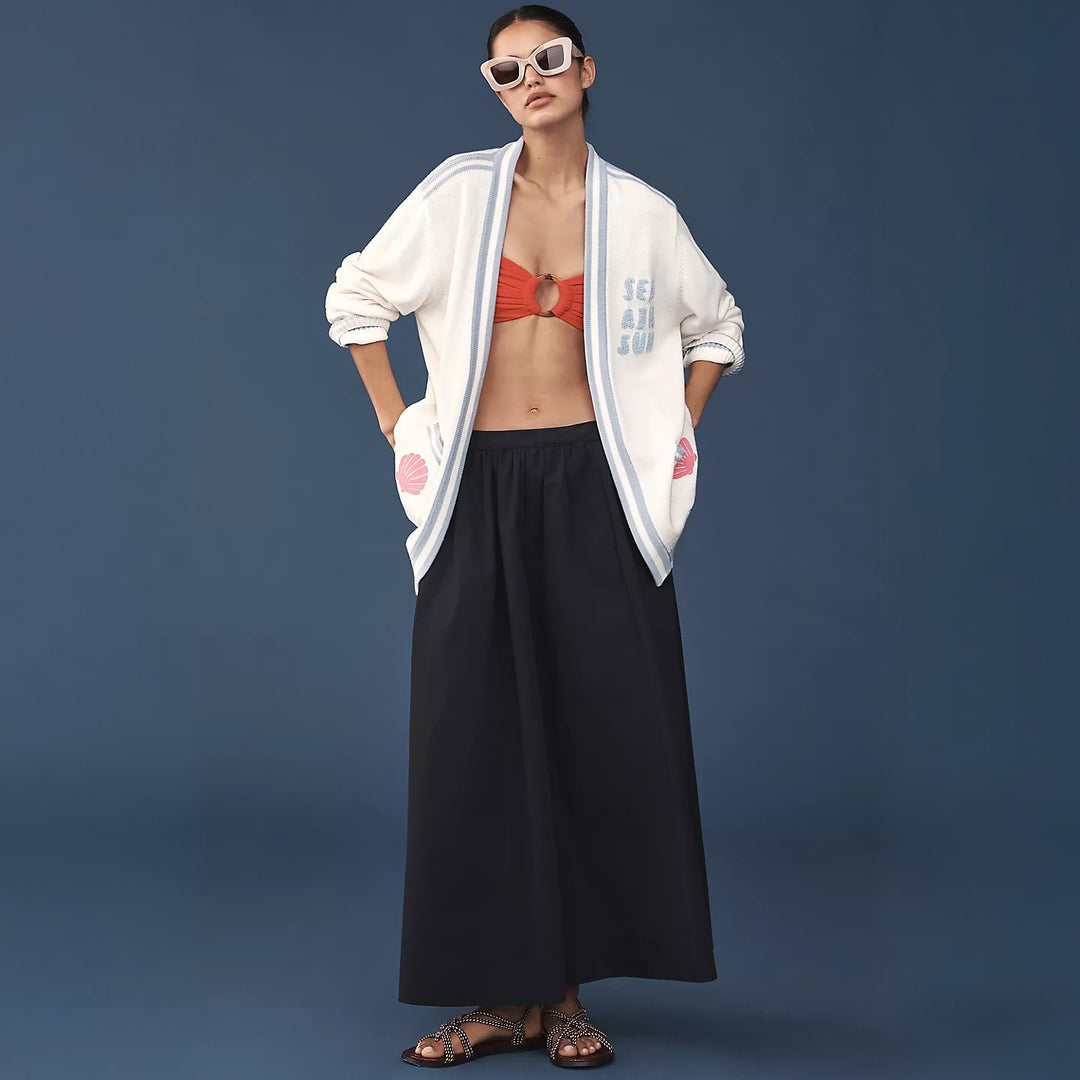 Damen Strickjacke mit maritimen Motiven und lockerer Passform Drune