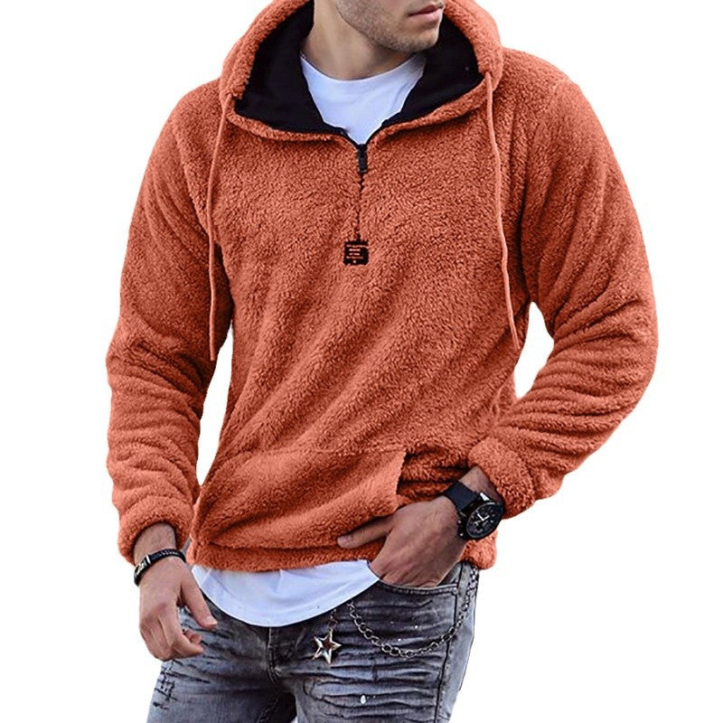 Herren Kuscheliger Hoodie mit halbem Reißverschluss im trendigen Design Drune