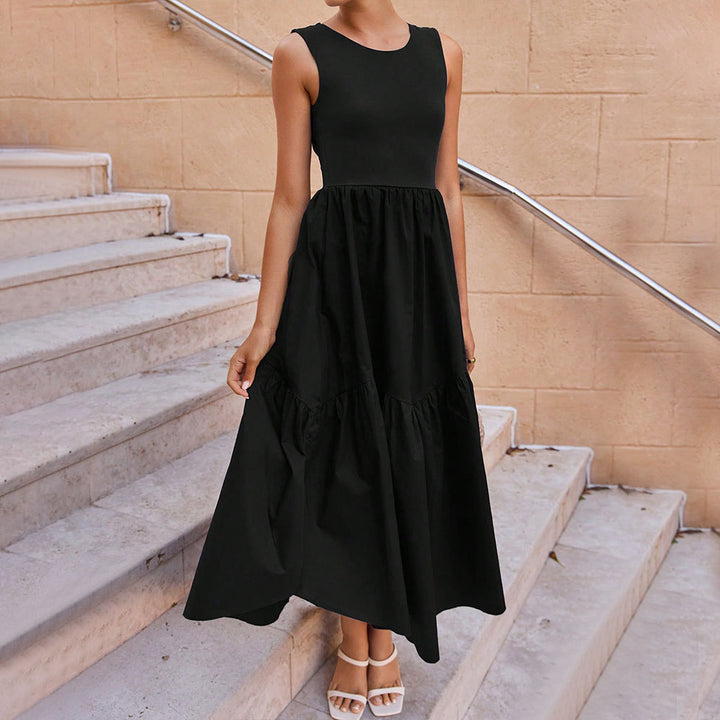 Damen Retro Maxikleid mit schickem Stufenrock und ärmellosem Design Drune