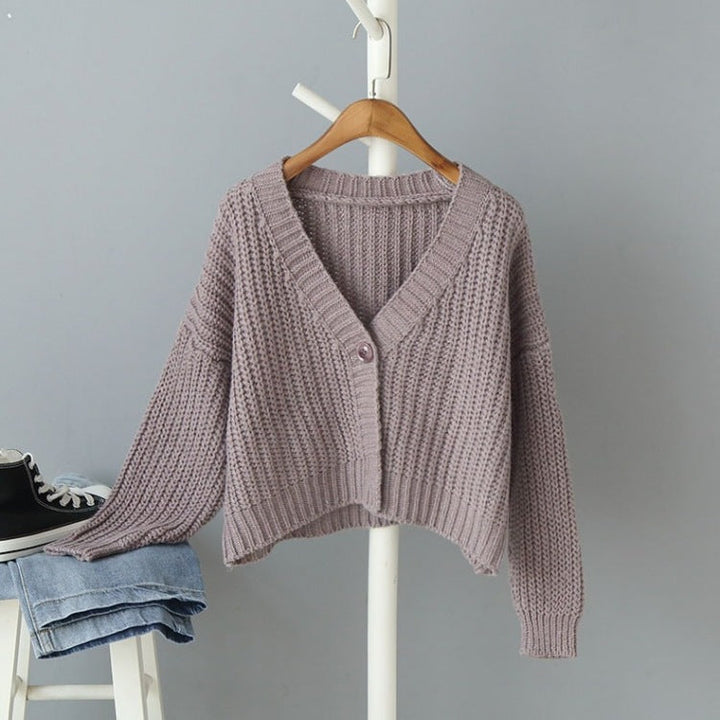 Damen Grob gestrickte Cardigan mit tiefem V-Ausschnitt und lockerer Passform Drune