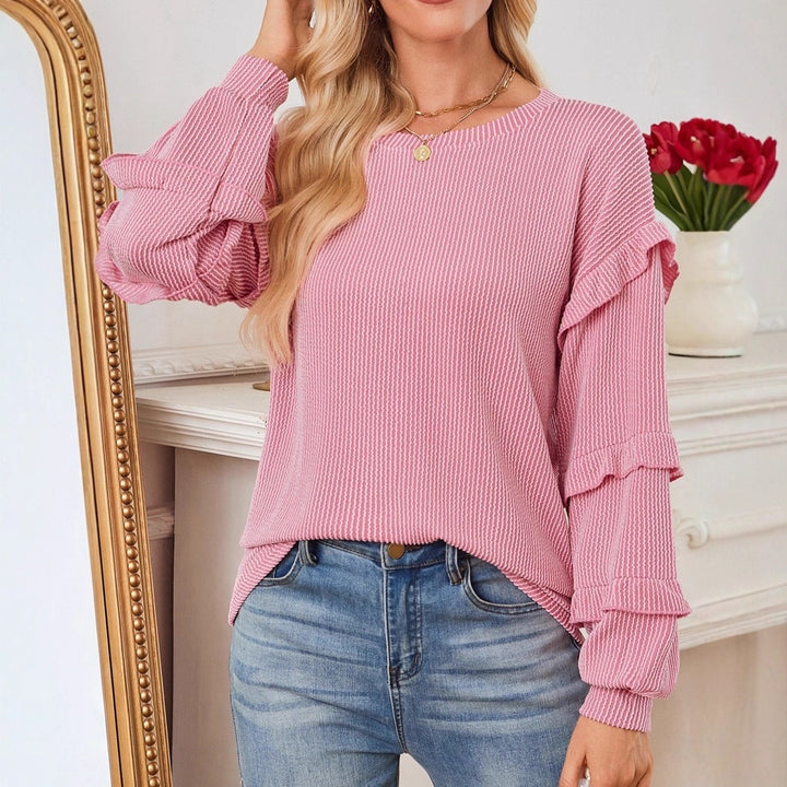 Damen Elegantes Sweatshirt mit Rüsche Drune