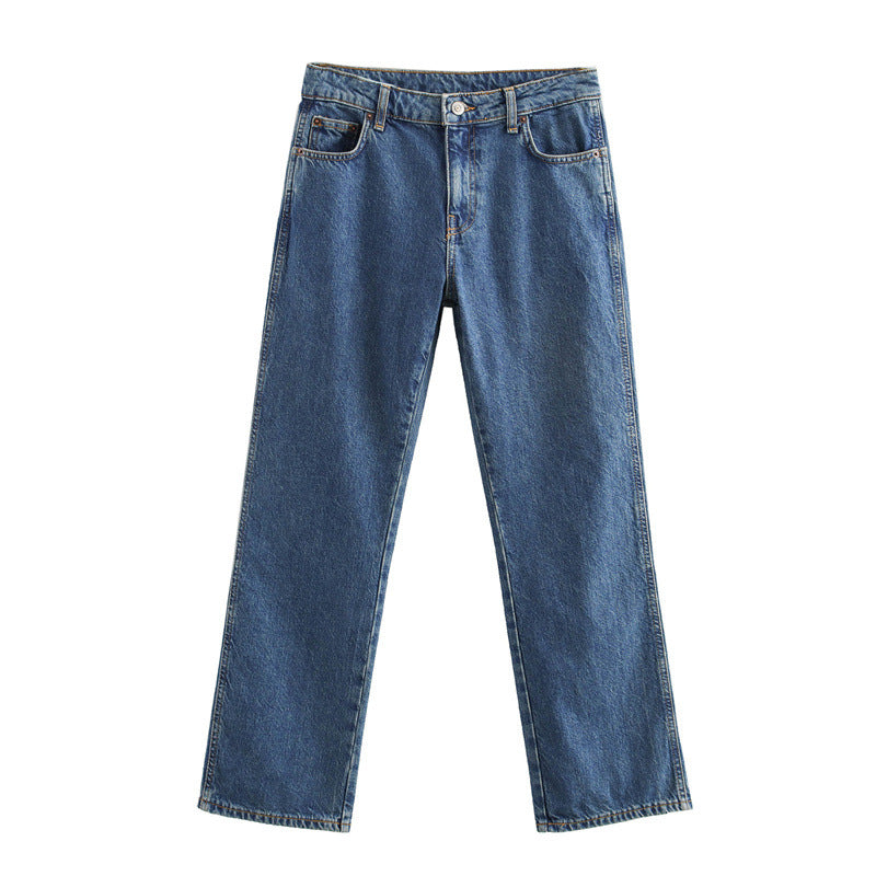 Damen Jeans mit weitem Bein und hoher Taille Drune