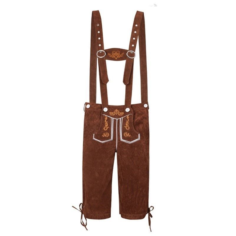 Herren nan traditionelle Trachtenlederhose mit verstellbaren Trägern und Trachtenhut Drune