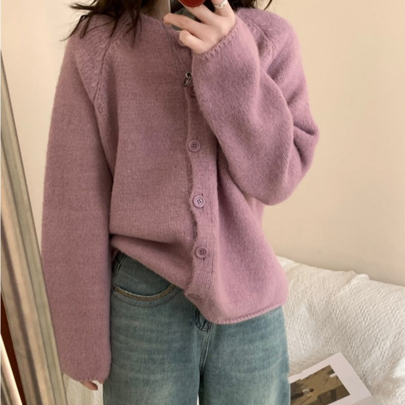 Damen kuscheliger Strickcardigan mit Knopfleiste und weitem Schnitt Drune