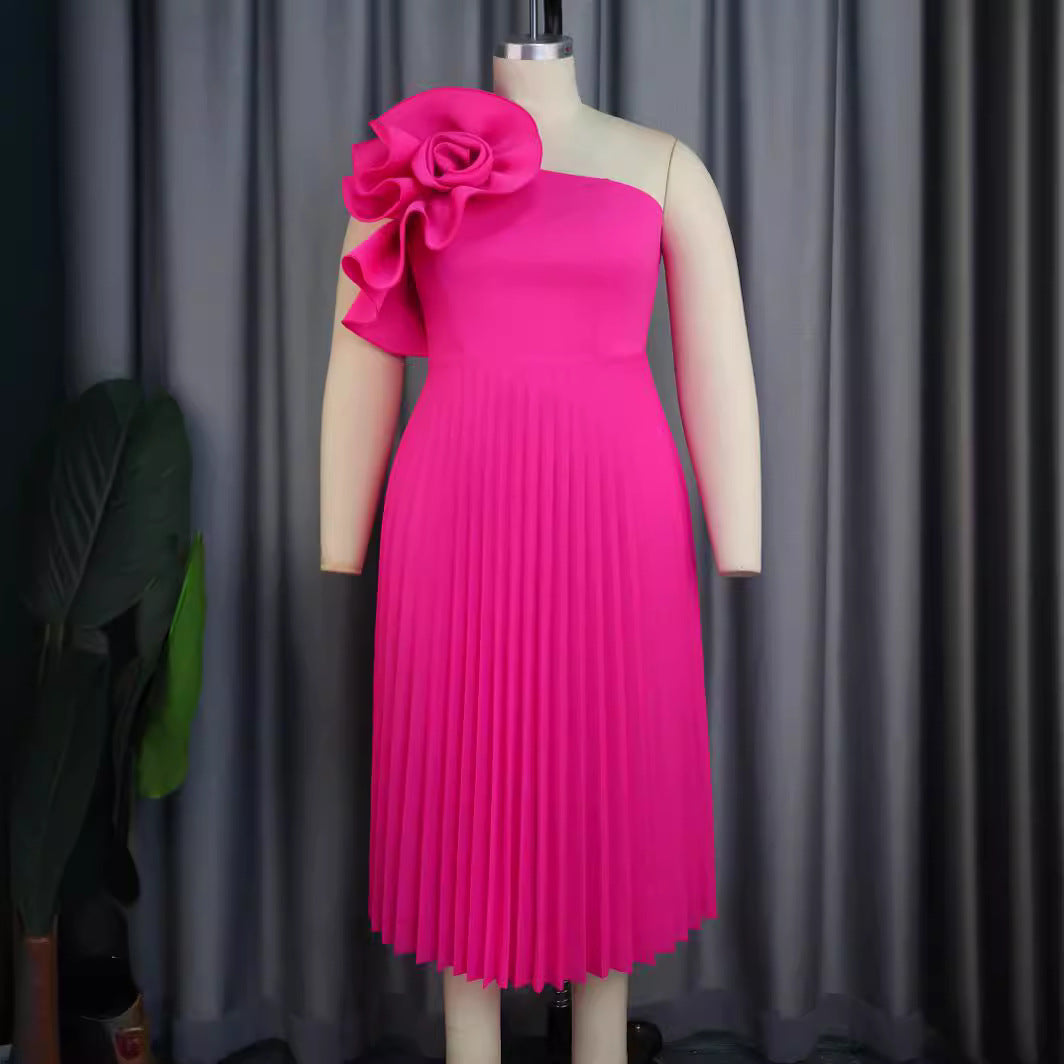 Damen elegantes Cocktailkleid mit voluminöser Blütenapplikation Drune