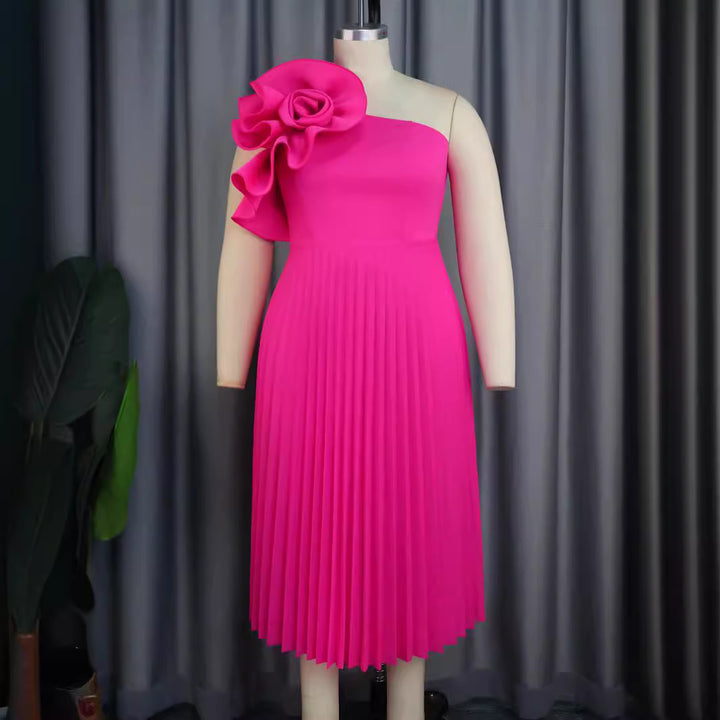 Damen elegantes Cocktailkleid mit voluminöser Blütenapplikation Drune