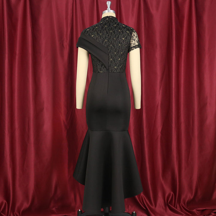 Damen Elegantes Abendkleid mit Spitze und asymmetrischem Saum Drune