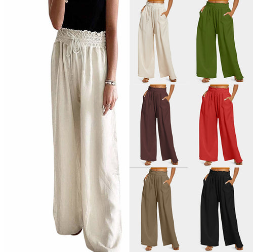 Damen Weite Palazzo-Hose mit elastischem Bund und praktischen Taschen Drune