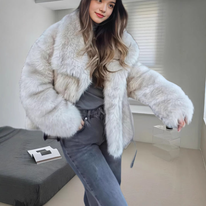 Damen kuschelige Pelzjacke Drune