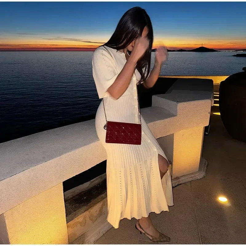 Damen Strickkleid mit lässigen Puffärmeln Drune