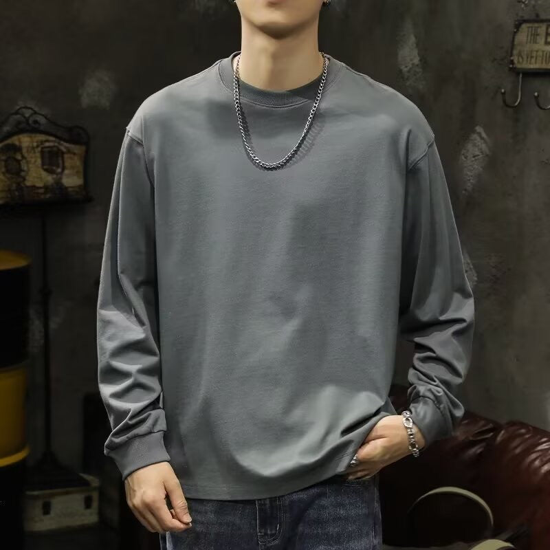 Herren lässiger Langarmshirt aus hochwertiger Baumwolle mit bequemer Passform Drune