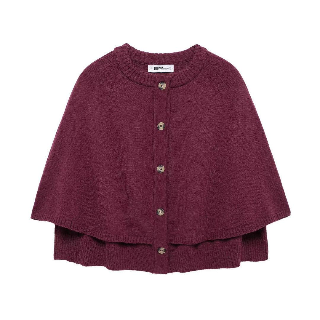 Damen Strick-Cape mit eleganter Knopfleiste Drune