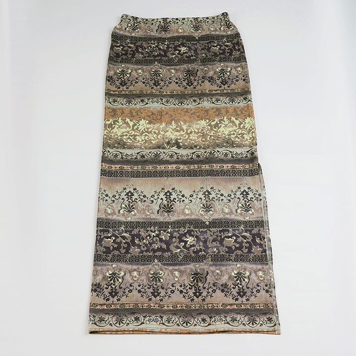 Damen Maxi-Rock mit floralen Mustern und eleganter Spitzenbordüre Drune