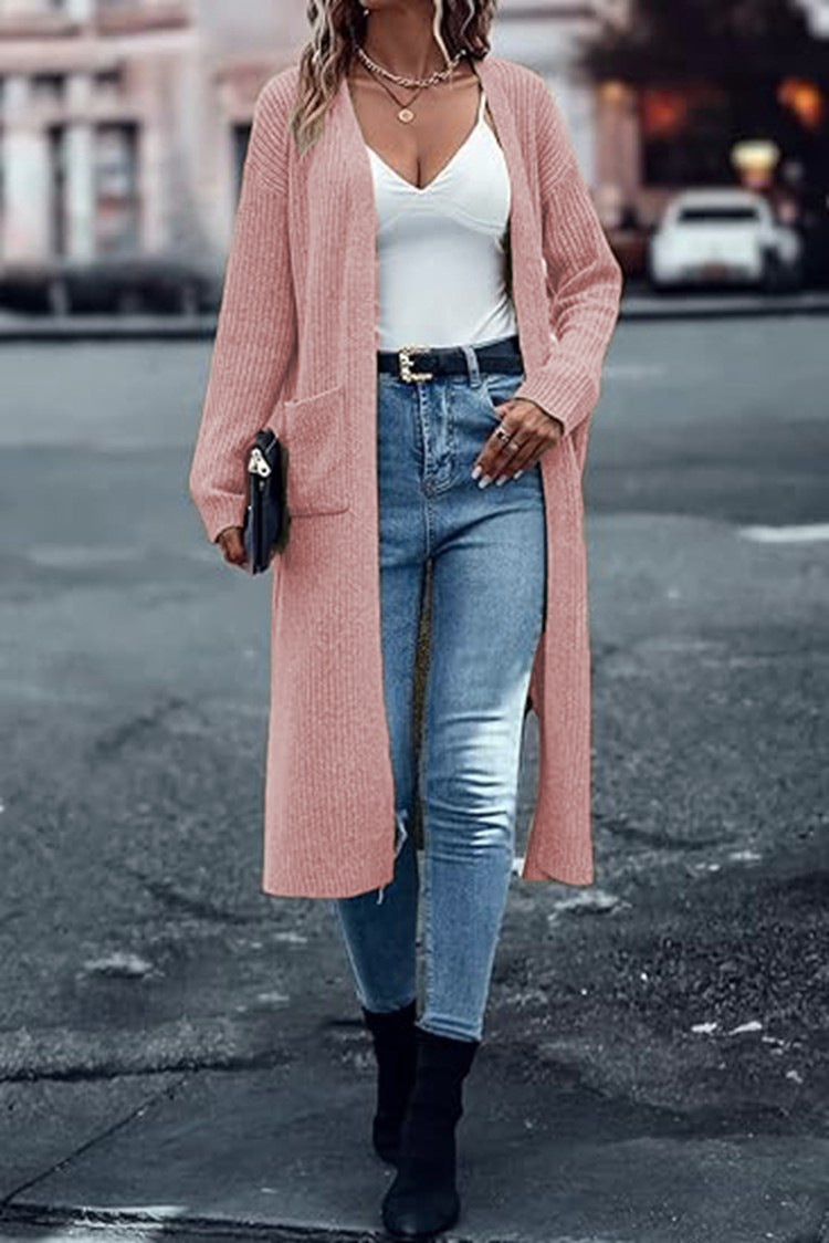 Damen Grobstrick-Cardigan mit offenen Taschen und lässigem Schnitt Drune