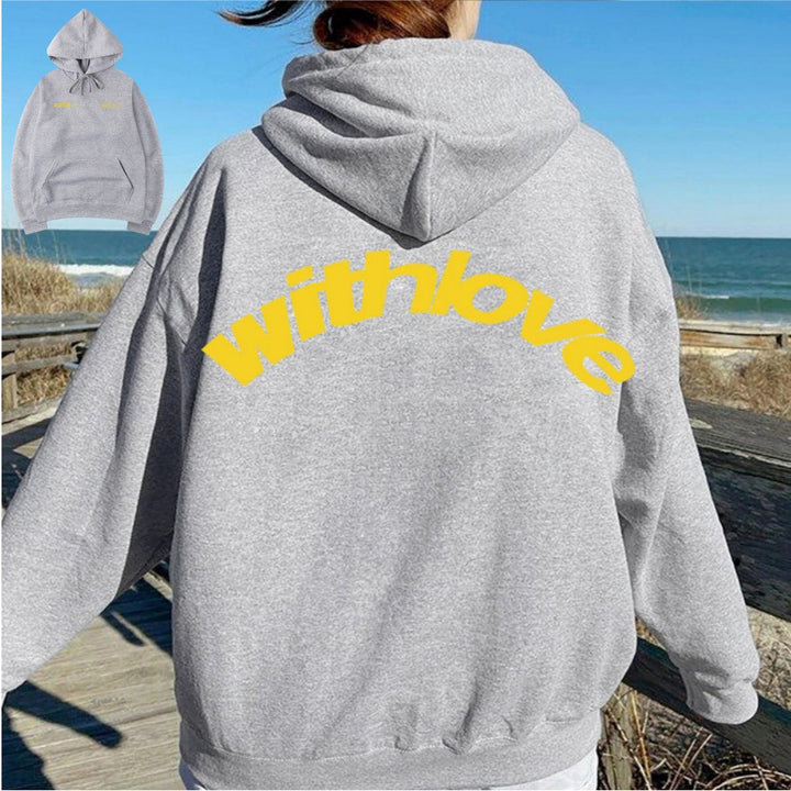 Unisex nan oversized Kapuzenpullover mit großflächigem Rückenprint, Kängurutasche und gerippten Bündchen Drune