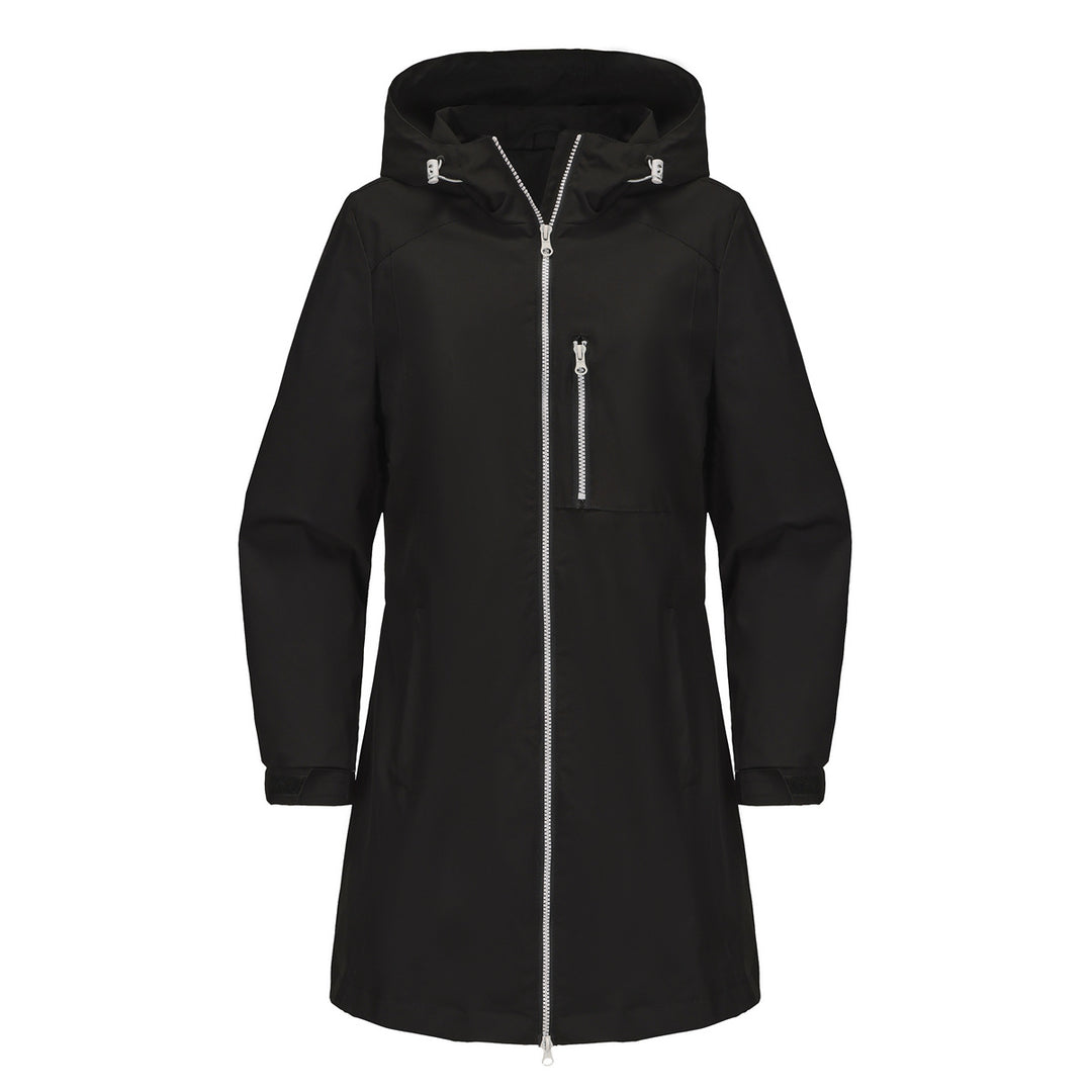 Damen modische Regenjacke mit Kapuze und praktischen Taschen Drune