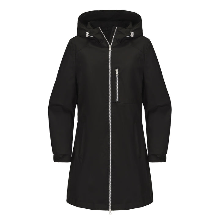 Damen modische Regenjacke mit Kapuze und praktischen Taschen Drune