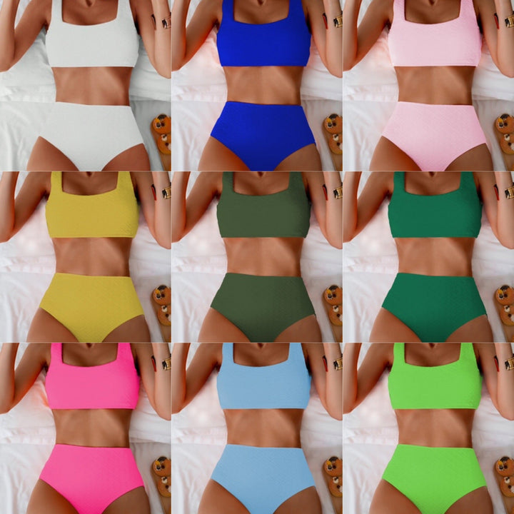 Damen Hochtailliertes Bikini-Set mit strukturiertem Oberteil Drune