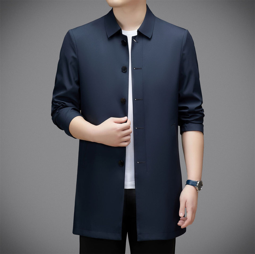 Herren modische leichtgewichtige Langjacke mit praktischem Knopfdesign Drune