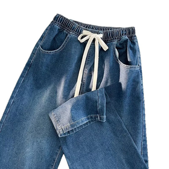 Damen lässige Denim-Hose mit elastischem Bund und praktischen Eingrifftaschen Drune