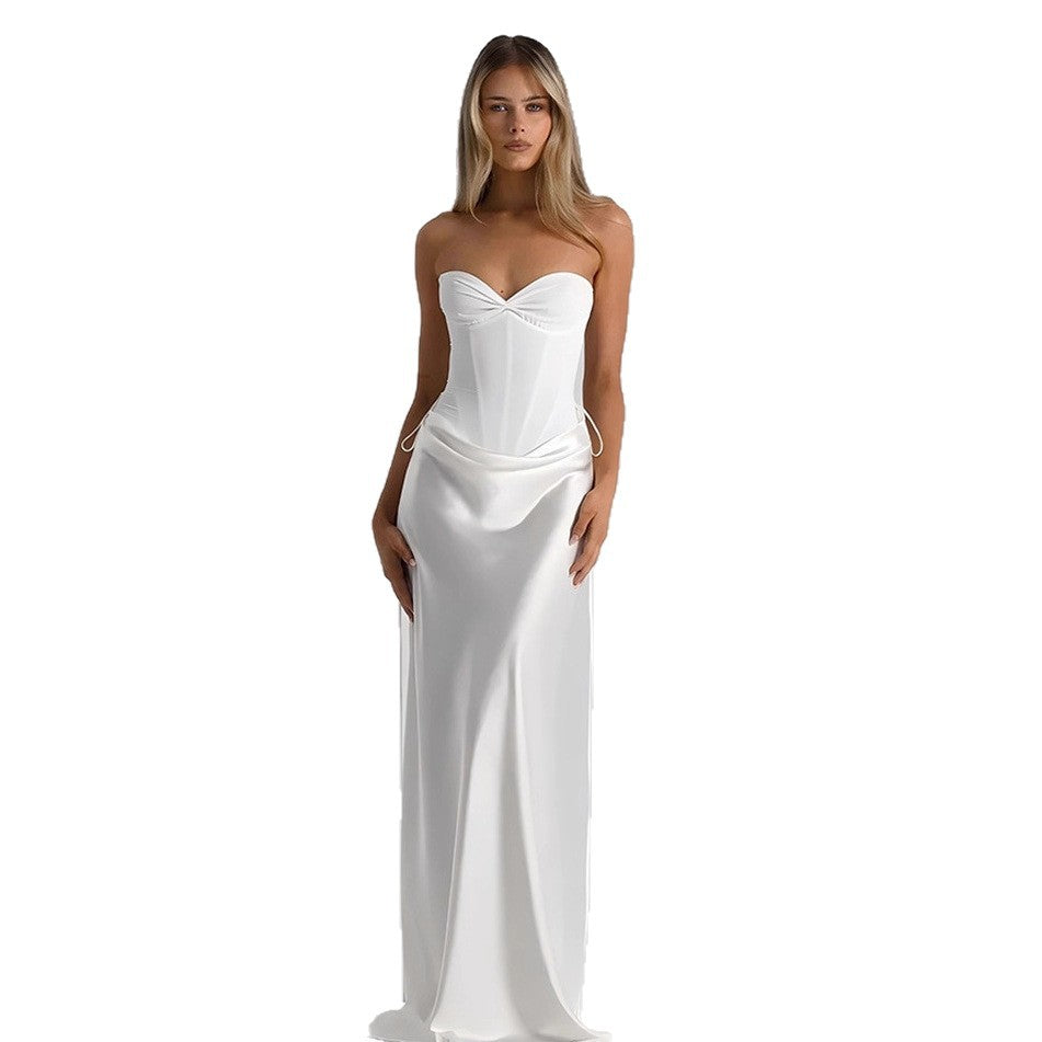 Damen Maxikleid mit elegantem Schnitt und raffinierten Drapierungen Drune