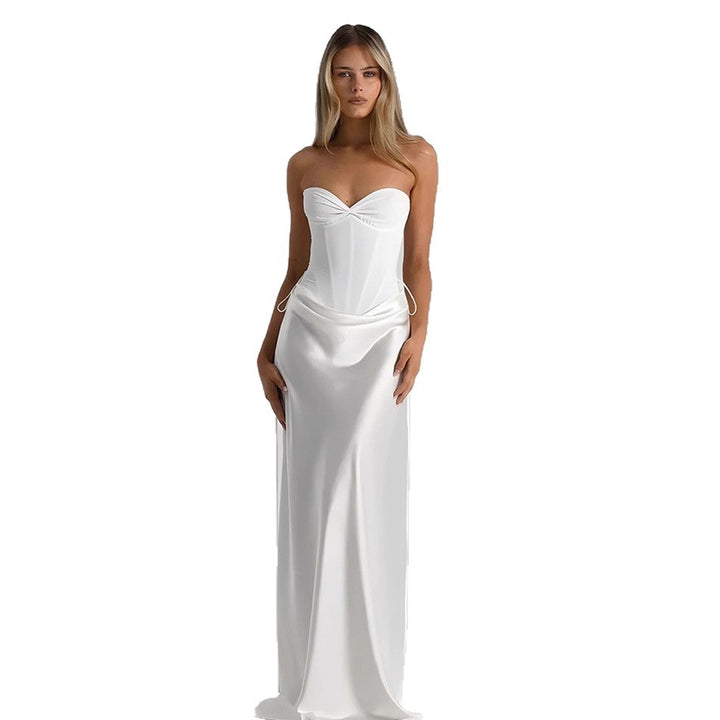 Damen Maxikleid mit elegantem Schnitt und raffinierten Drapierungen Drune