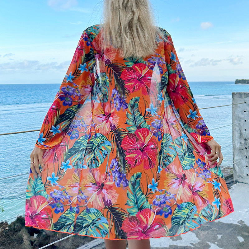 Damen Badeanzug mit floralem Kimono Drune