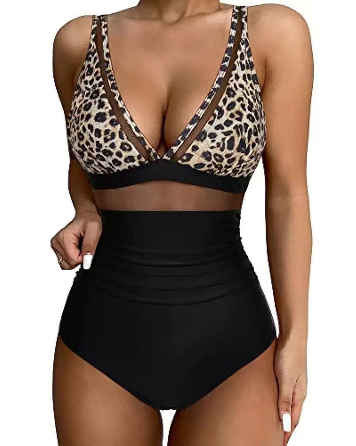 Damen Hochtaillierter Bikini mit transparenten Einsätzen Drune
