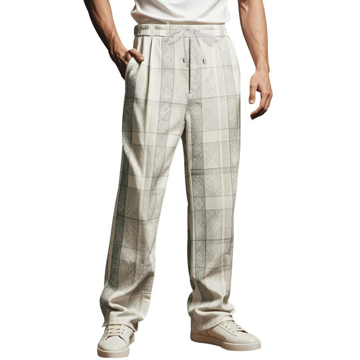 Herren Freizeithose mit elastischem Bund und modernem Karodesign Drune