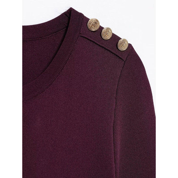 Damen Strickkleid mit Taschen und Knopfdetails Drune