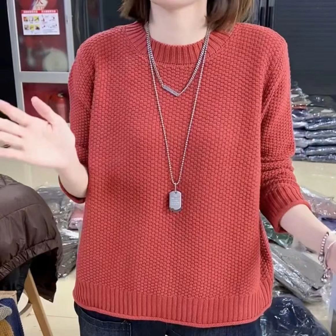 Damen lässiger Strickpullover mit strukturierter Oberfläche und weitem Schnitt Drune
