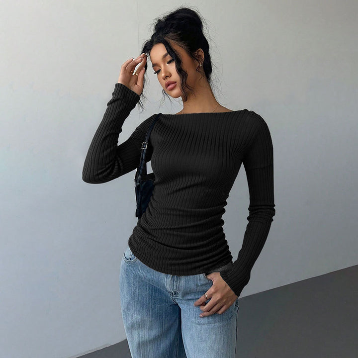 Damen Langarmshirt mit schulterfreier Passform und eleganter Raffung Drune