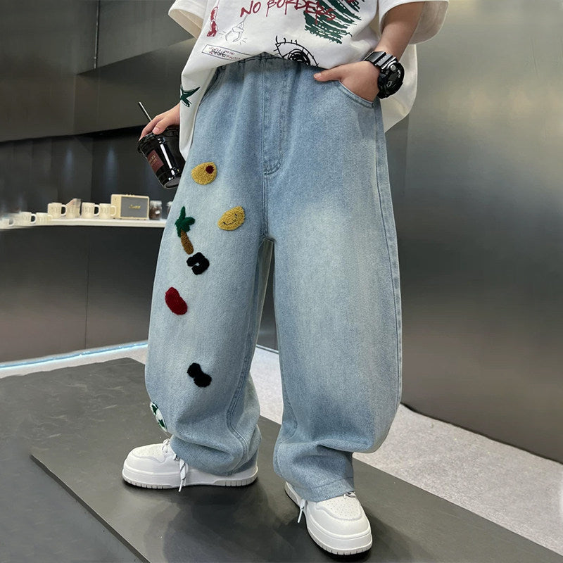 Damen Weite Jeans mit kreativen Applikationen Drune