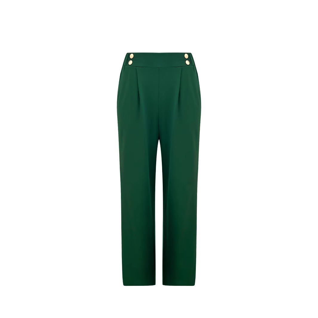 Damen Elegante weite Hose mit dekorativen Knopfdetails Drune