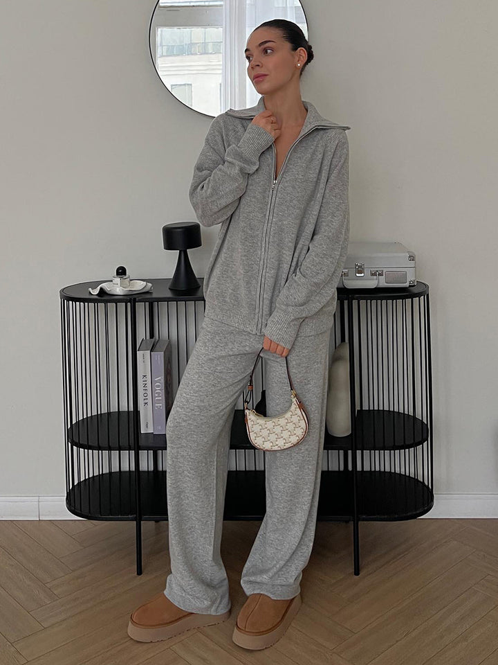 Damen Fleece-Jogginganzug mit Stehkragen und praktischem Reißverschluss Drune