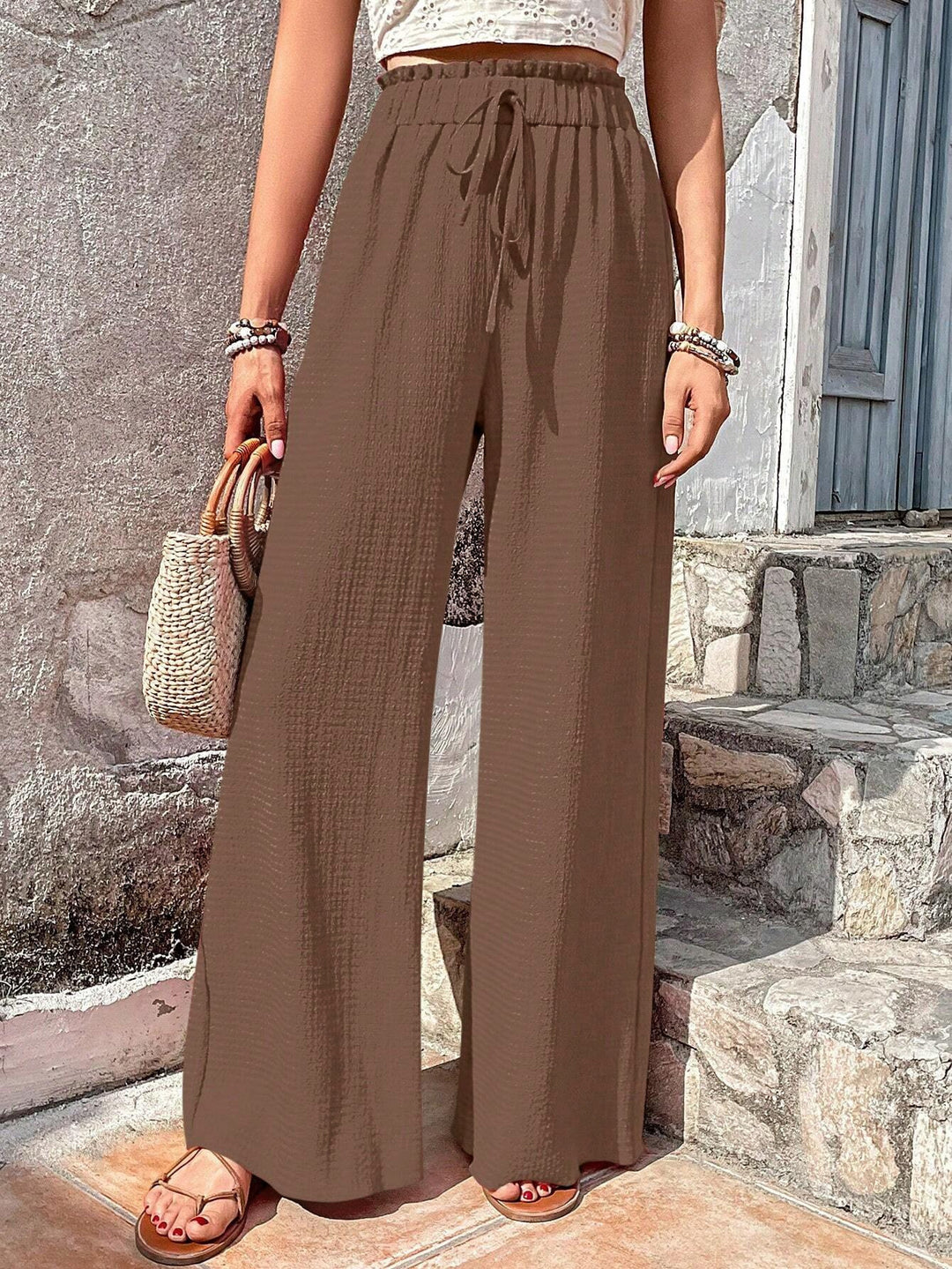 Damen Weite Sommerhose mit elastischem Bund und praktischem Kordelzug Drune